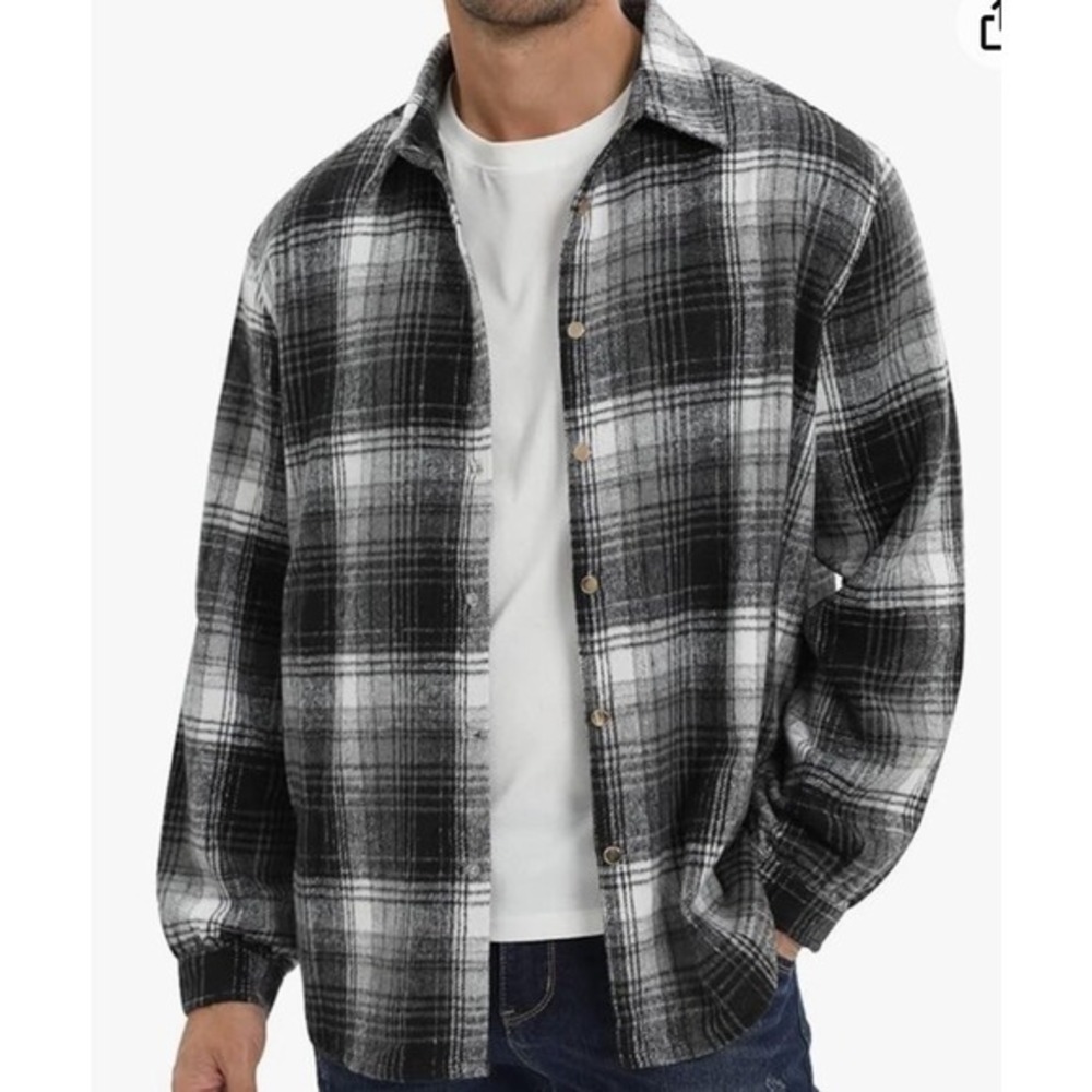 Gacaky‎ Men's Casual Cotton Plaid Jacket Lightweight Long Sleeve Flannel Shirts